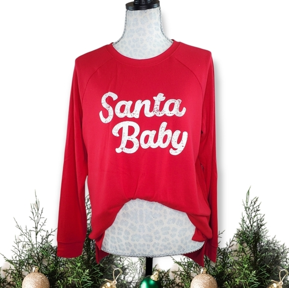 CLOSET CLOSING! 🏷 Ingrid & Isabel • Red Santa Baby Maternity Sweatshirt - Picture 1 of 9